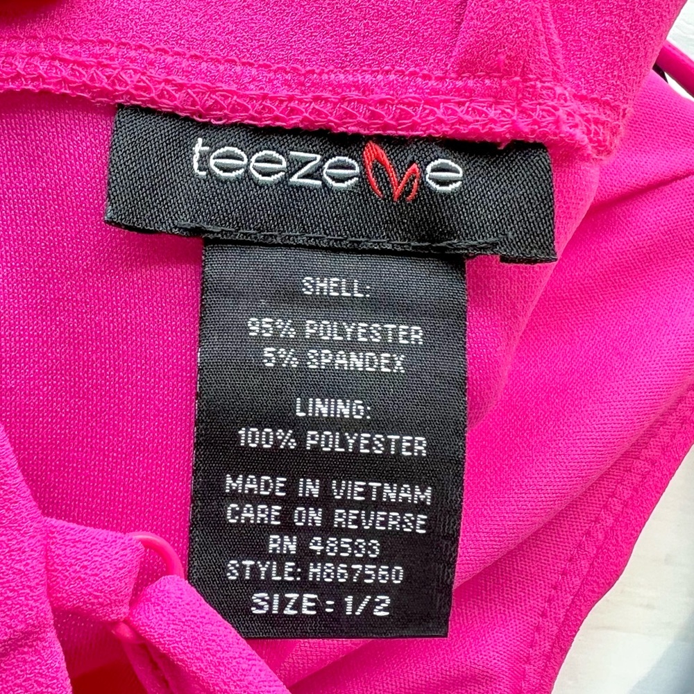 Teeze Me Hot Pink Formal Short Dress Spaghetti Straps Size 1/2 - Picture 4 of 4